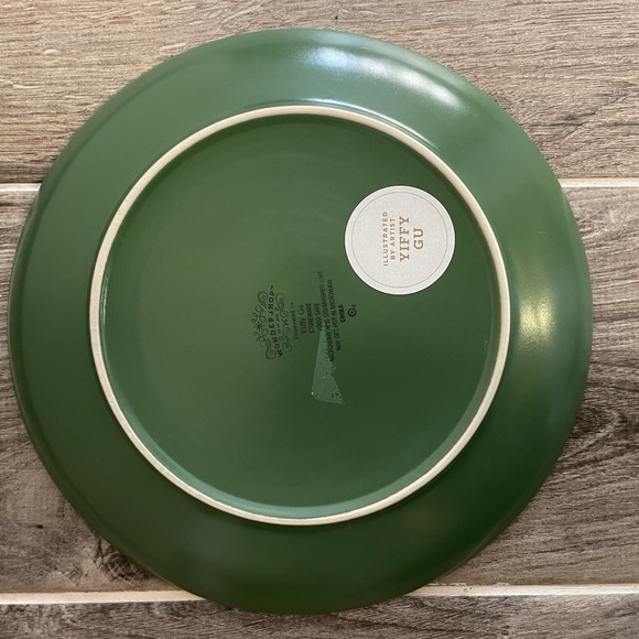 Target Santa Appetizer Plate Milk And Cookies 8.5" Green Yiffy Gu Stoneware - Picture 3 of 3